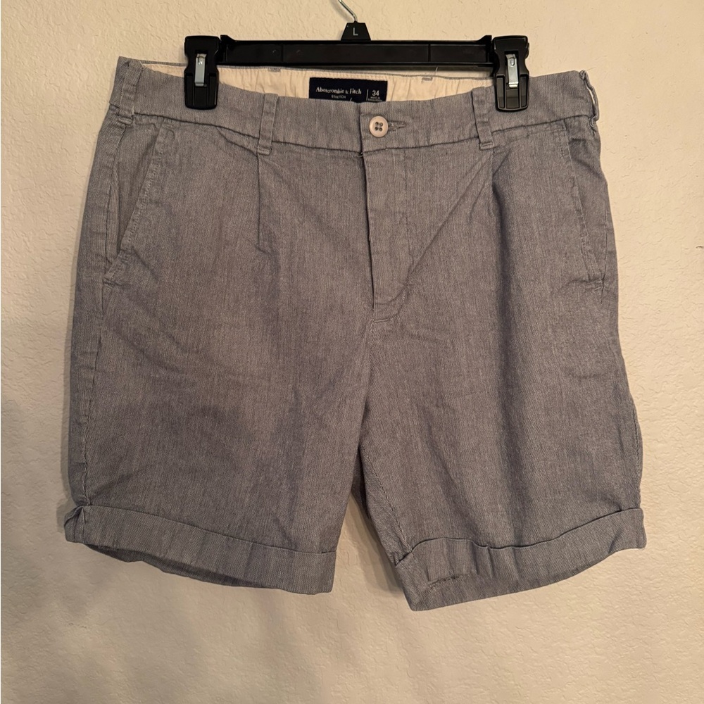 Abercrombie & Fitch Stretch Chambray Shorts – Gray/Blue (Size 34)